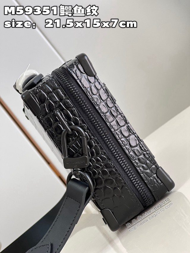 LV專櫃2023新款 Handle Soft Trunk手袋 M59351黑色鱷魚紋 路易威登男士手提包 dn1452